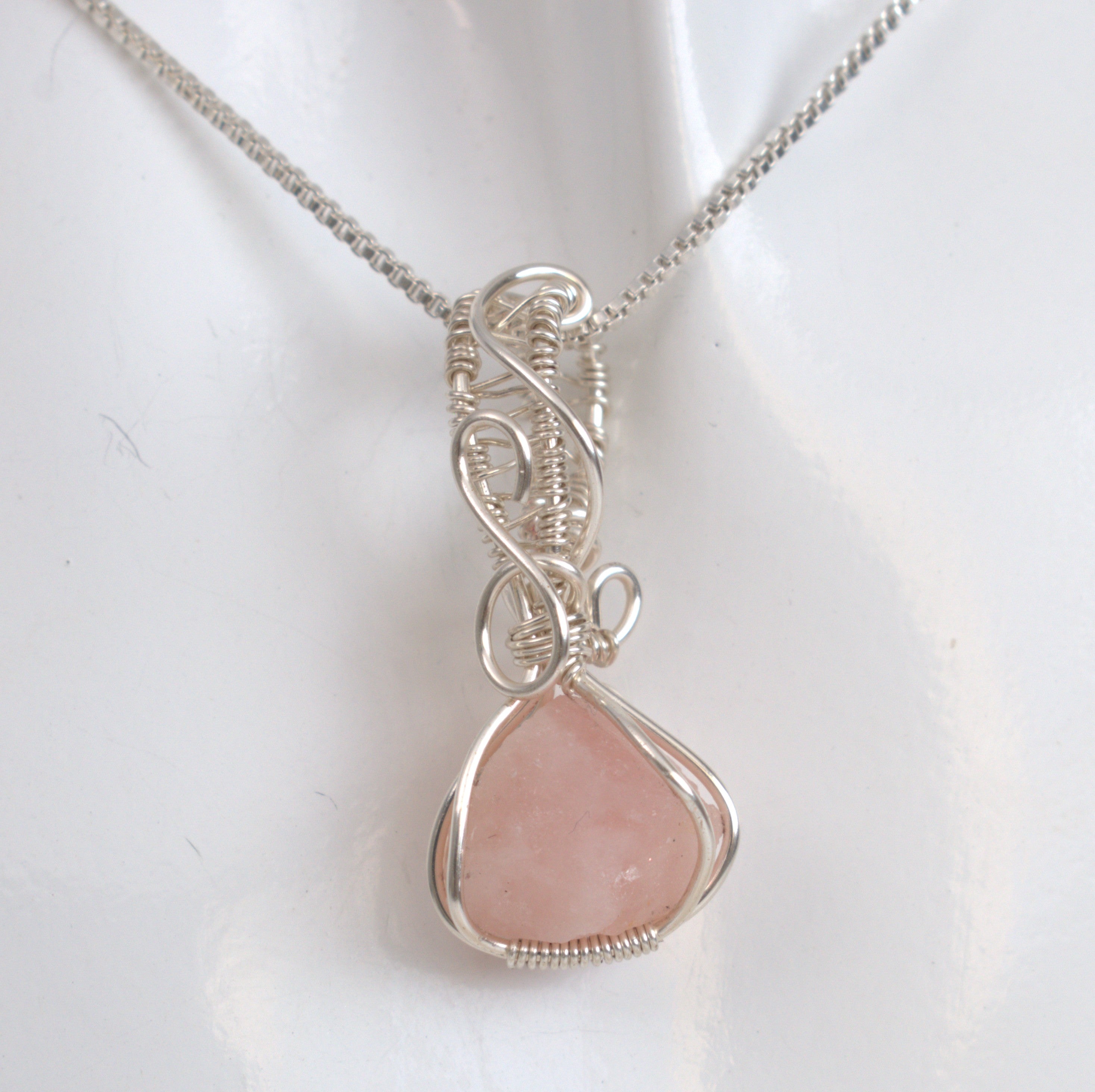 Raw Rose Quartz – Hand-Wrapped Gemstone Pendant