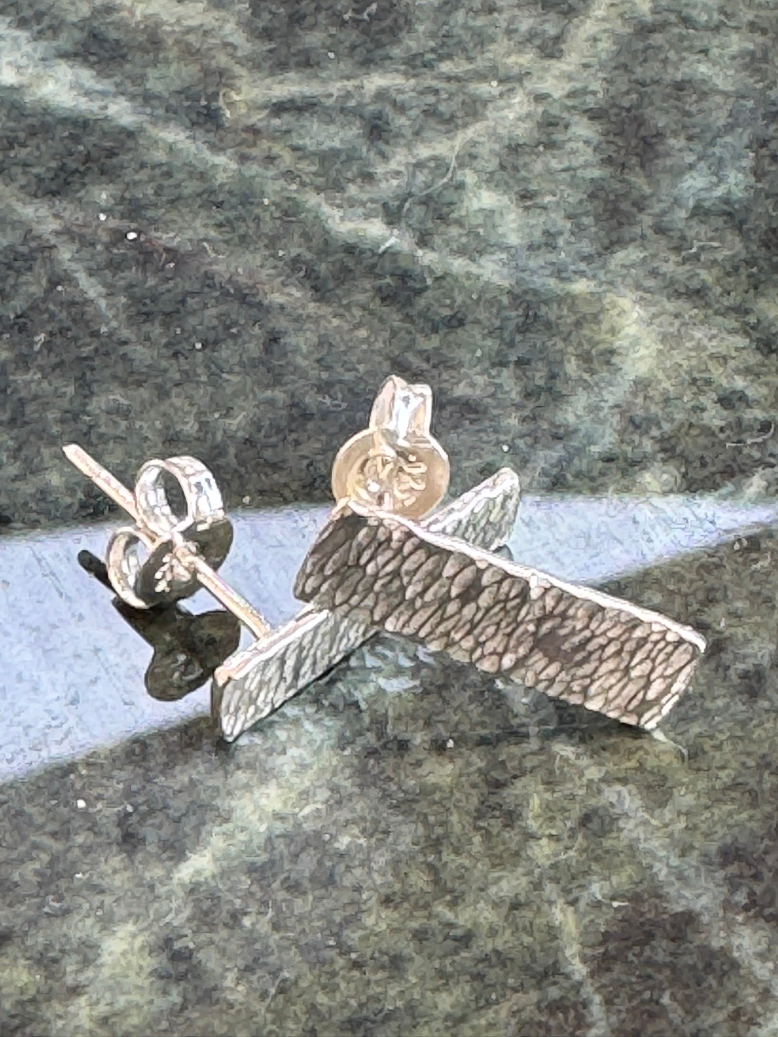 Handcrafted Sterling Silver Hammered Bar Stud Earrings