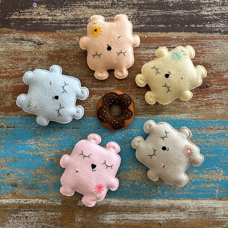 Bear soft toy, felt, embroidery, newborn gift, assorted colours