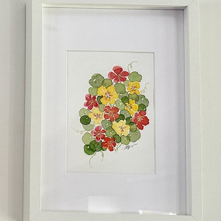 'Summer Nasturtium' original watercolour painting - framed