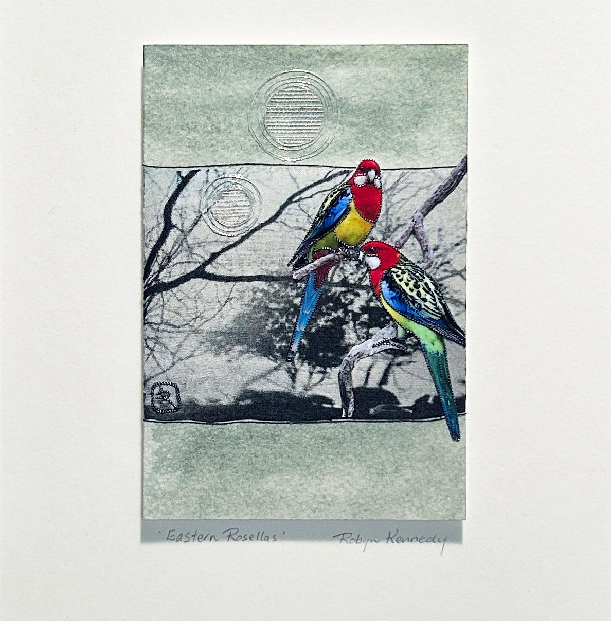 Unframed Collage Art - Eastern Rosellas