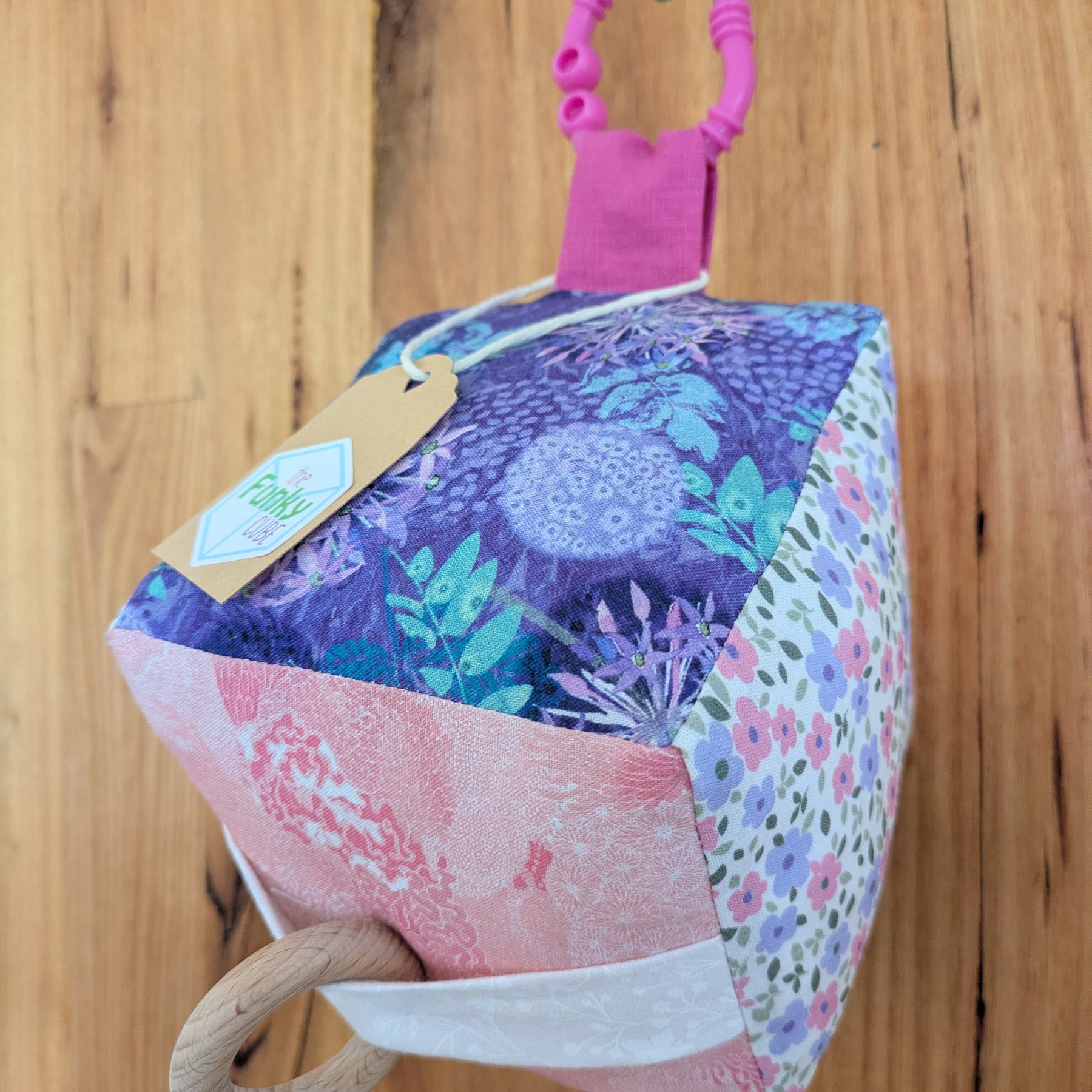 Dragon Fly, Floral, Pink Check Soft Baby Cube