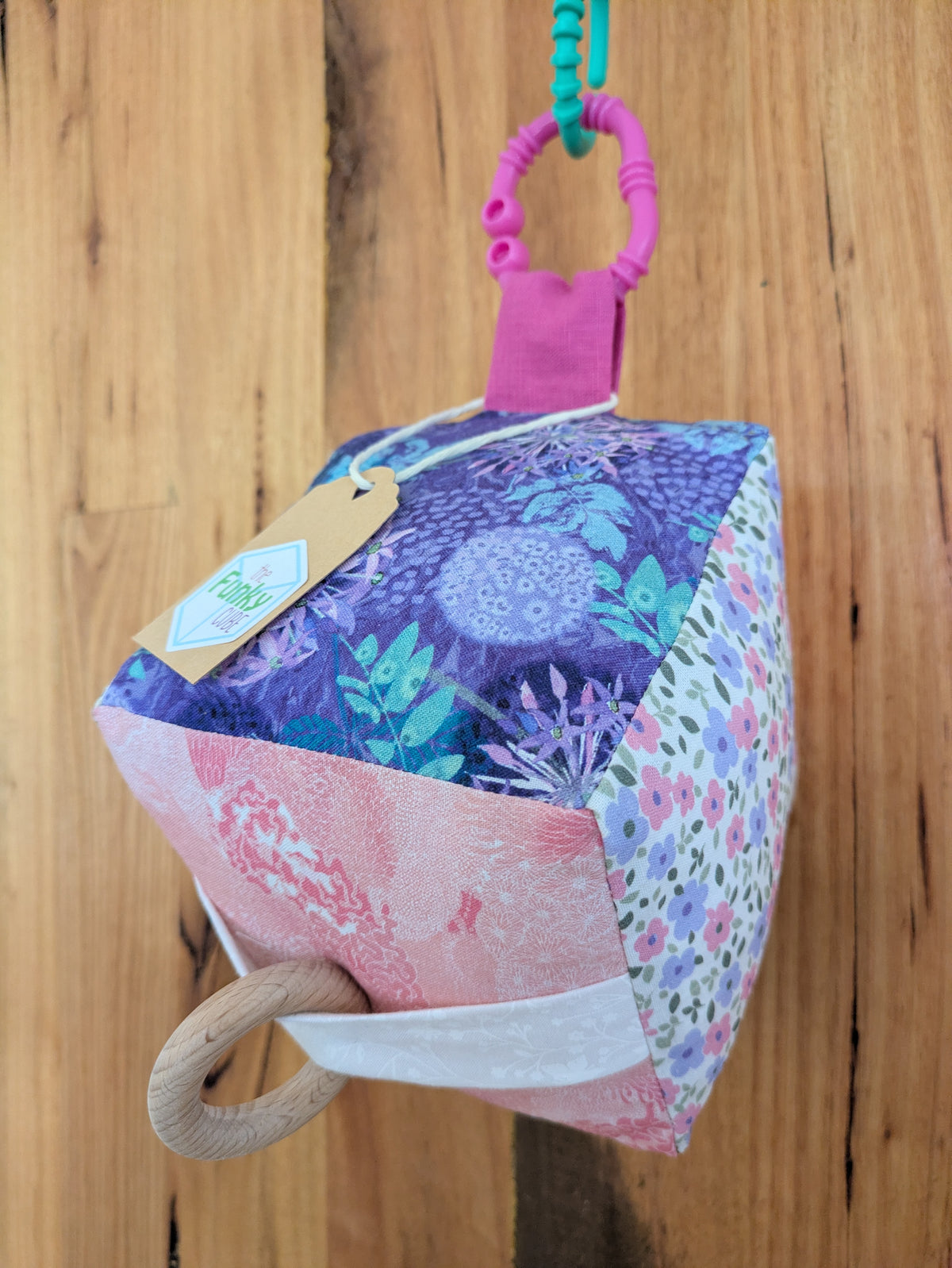 Dragon Fly, Floral, Pink Check Soft Baby Cube