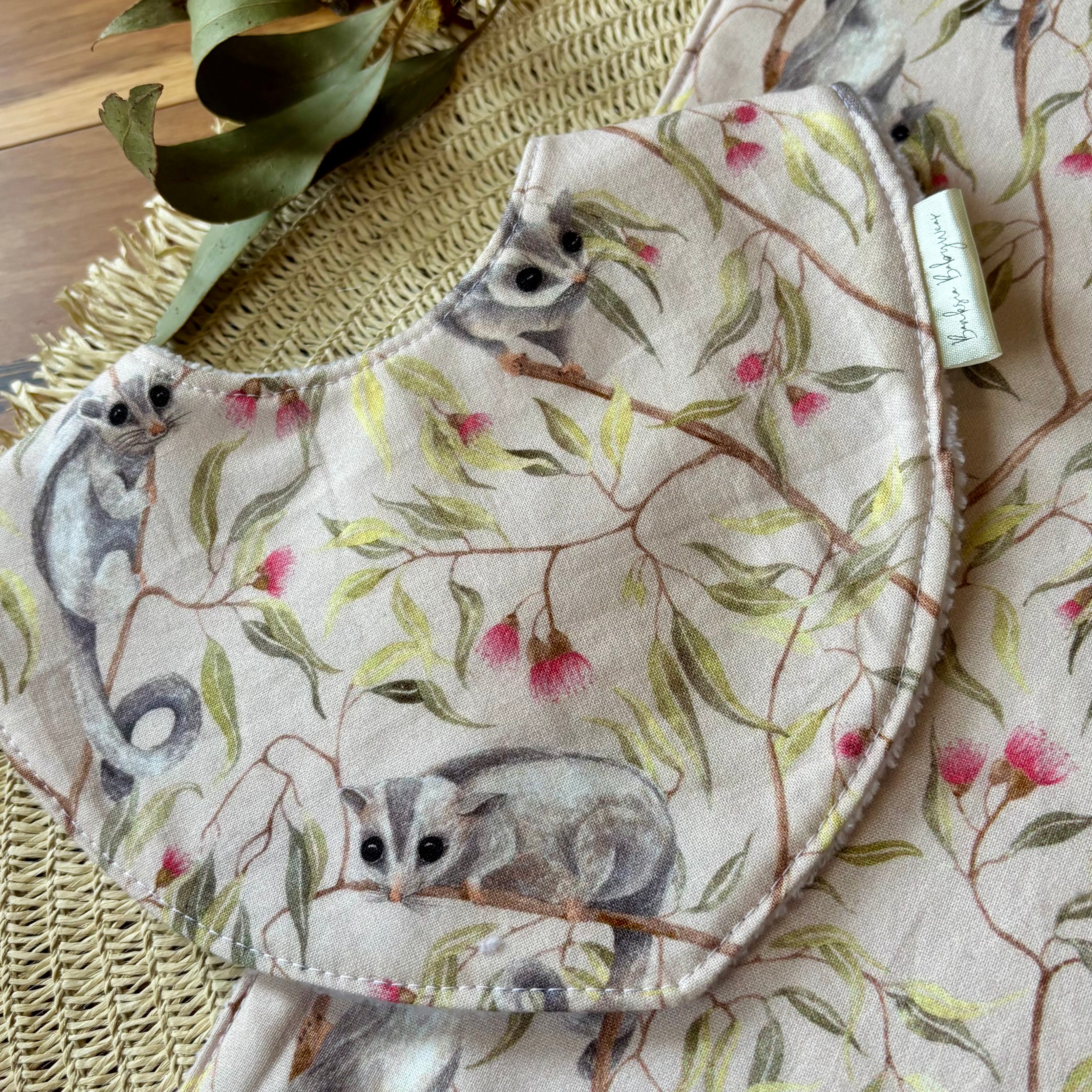 Baby Bib and Burp Cloth Set | Sugar Gliders | Made to Order