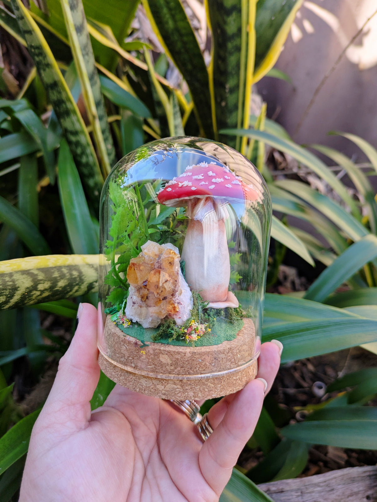Enchanted Amanita Mushroom Dome with a Citrine Cluster