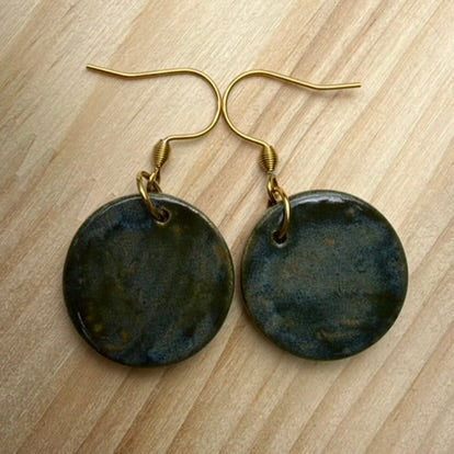 Ceramic Bee Earrings Gold Circle - Lightweight