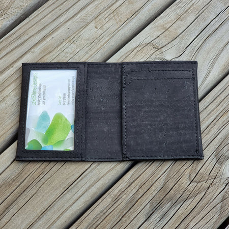 Slim Cork Leather ID Wallet - Sustainable, Vegan and Stylish - Black