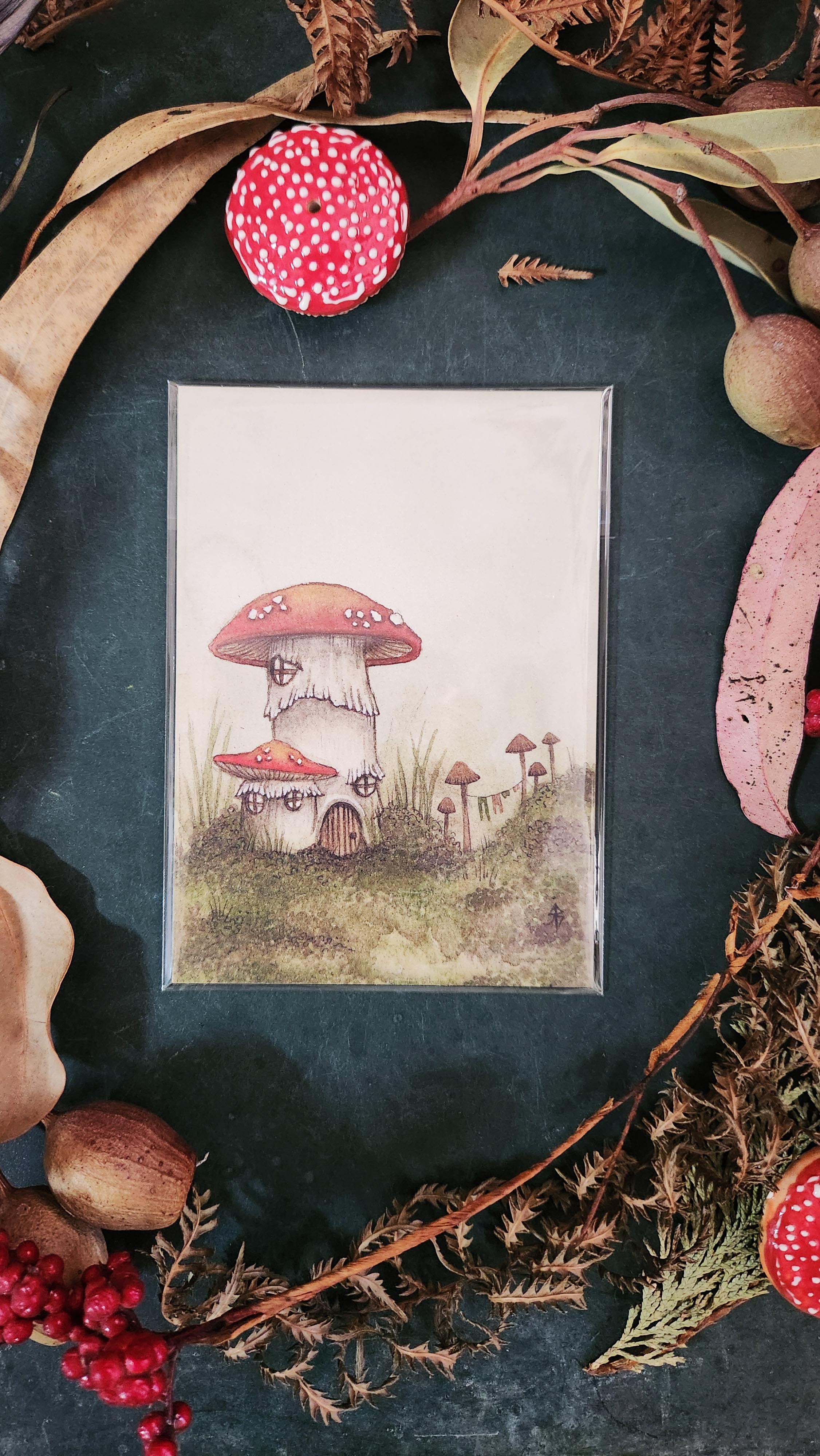 A6 Mini Art Print - Mushroom House