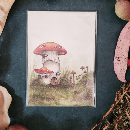 A6 Mini Art Print - Mushroom House