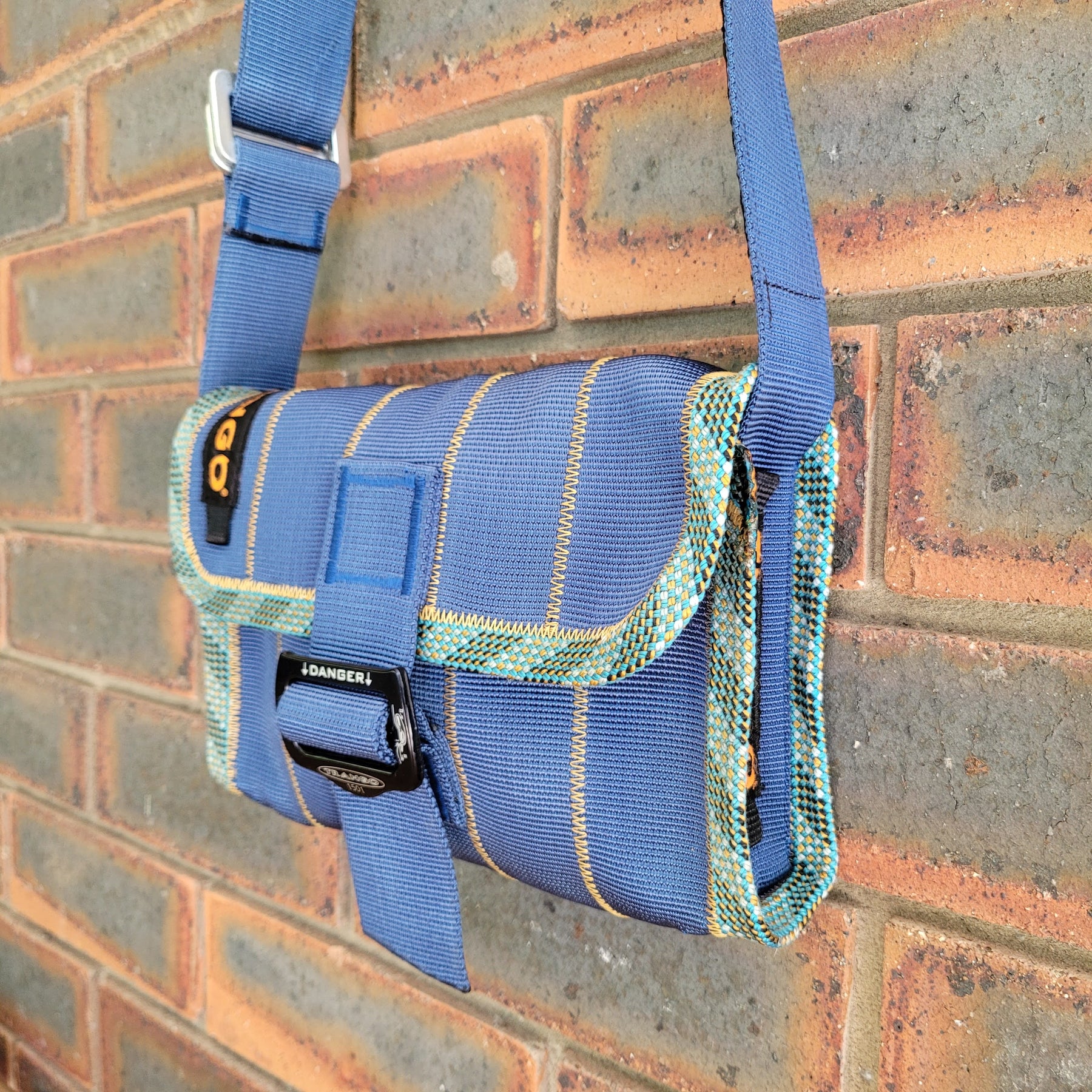 Upcycled Mini Satchel Bag [Blue / Gold]