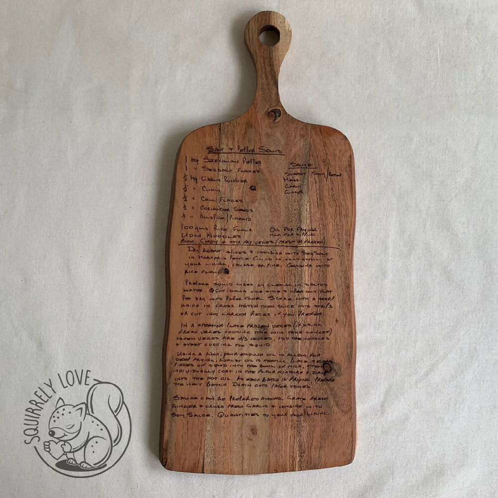 Personalised Engraved Recipe Board | Size: 170 x 320 ex handle