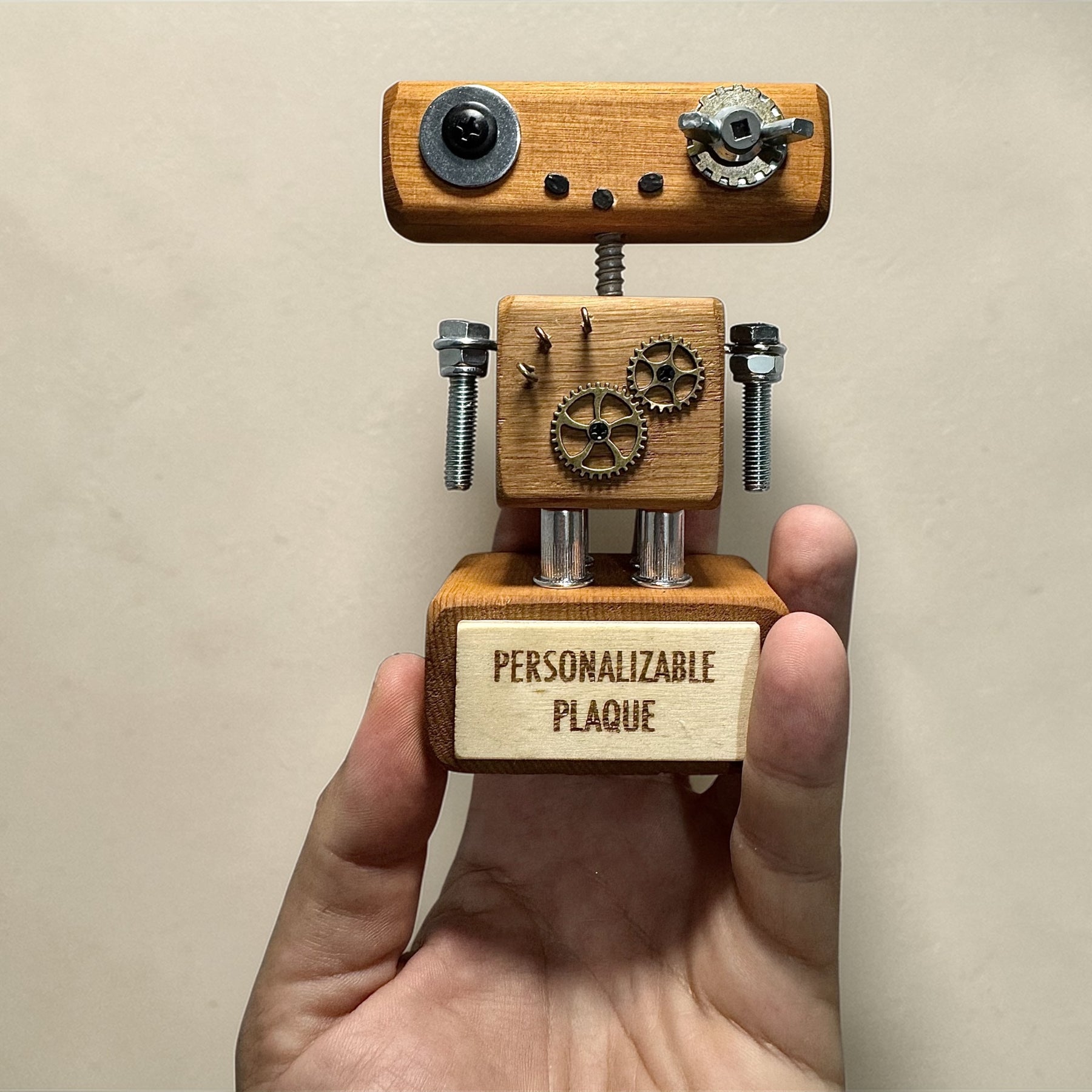 Rupertus - Wooden Steampunk Robot Trophy (Customisable)
