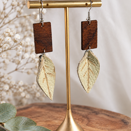 (Copy) Handmade Timber and Leather Leave Earrings 🌿