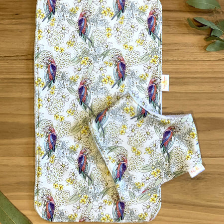 Baby Bib and Burp Cloth Set - May Gibbs Rosellas