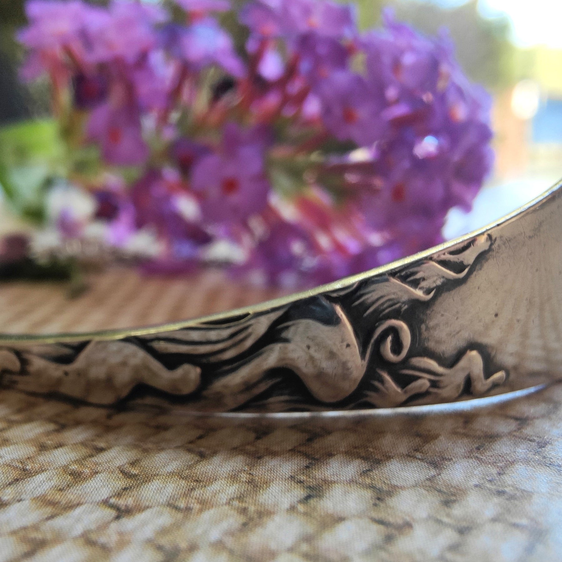 1919 Danish Sterling Silver Spoon Bracelet with Figaro Chain