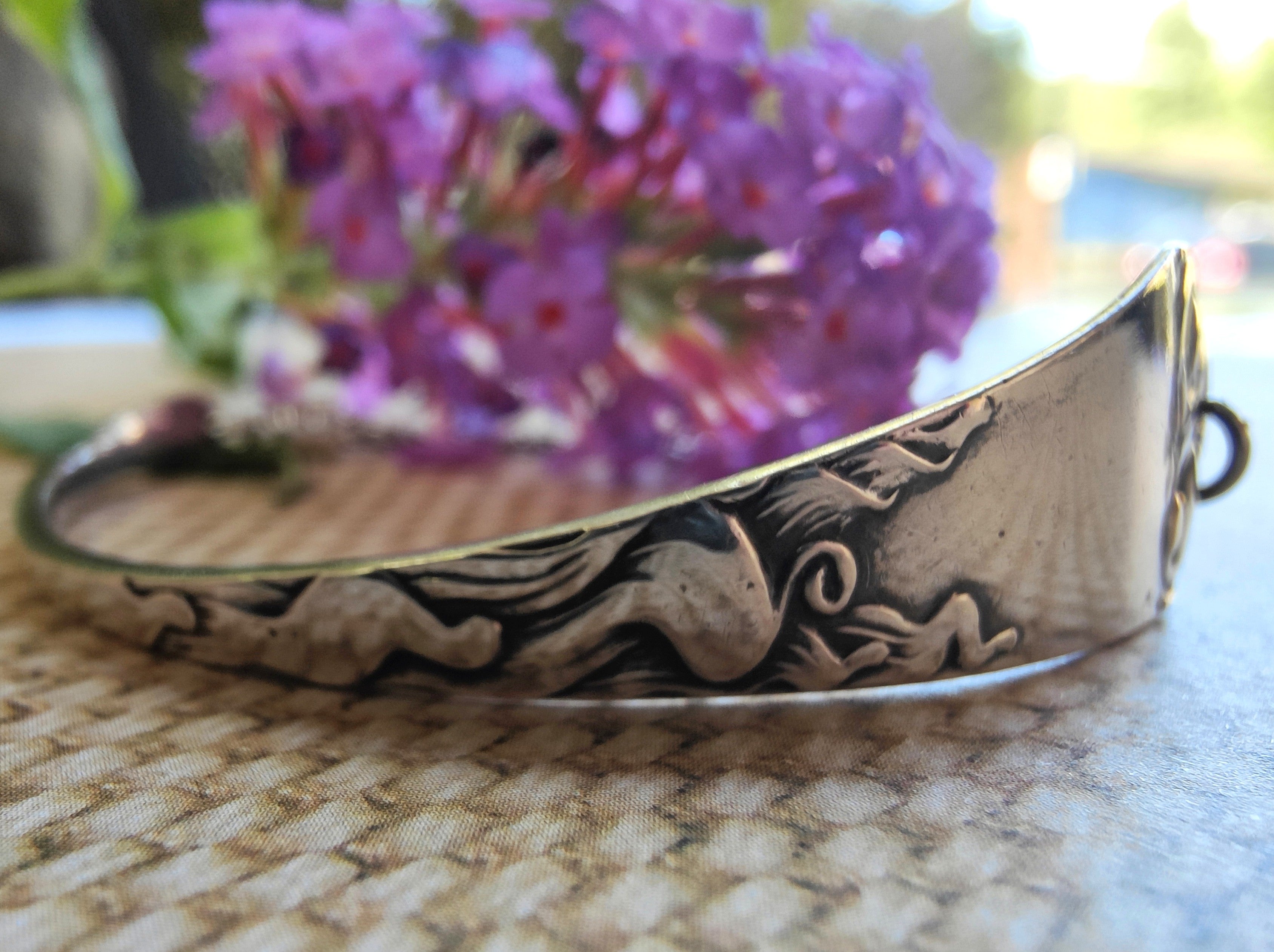 1919 Danish Sterling Silver Spoon Bracelet with Figaro Chain