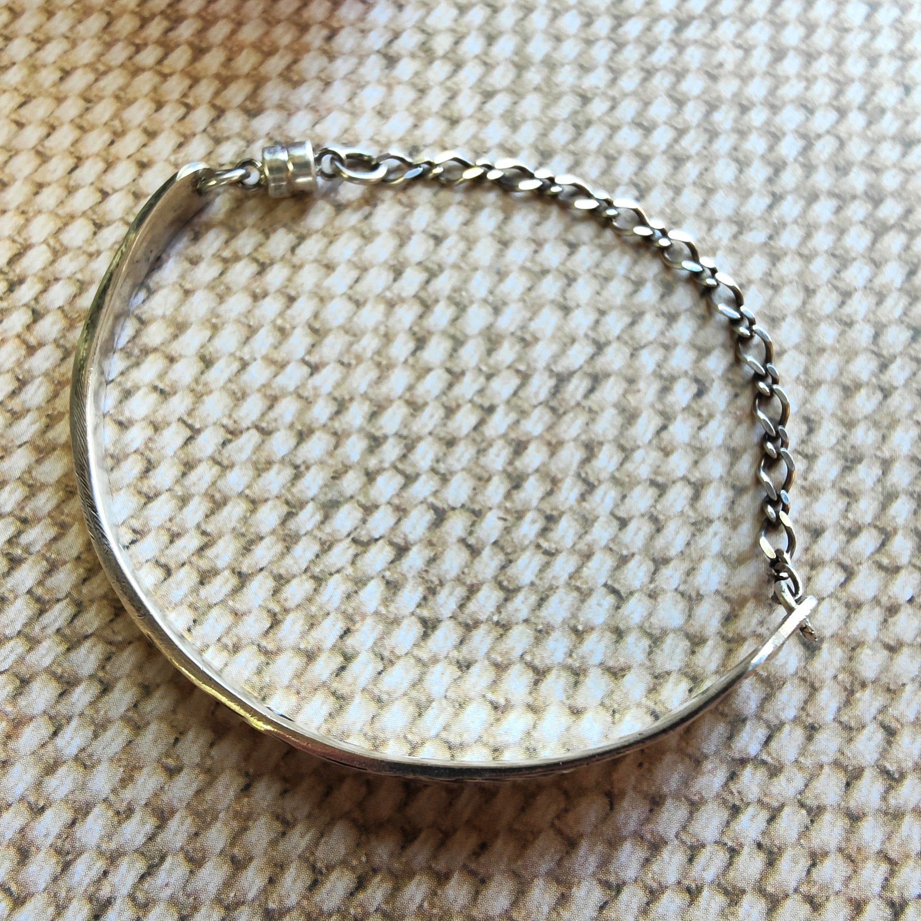 1919 Danish Sterling Silver Spoon Bracelet with Figaro Chain