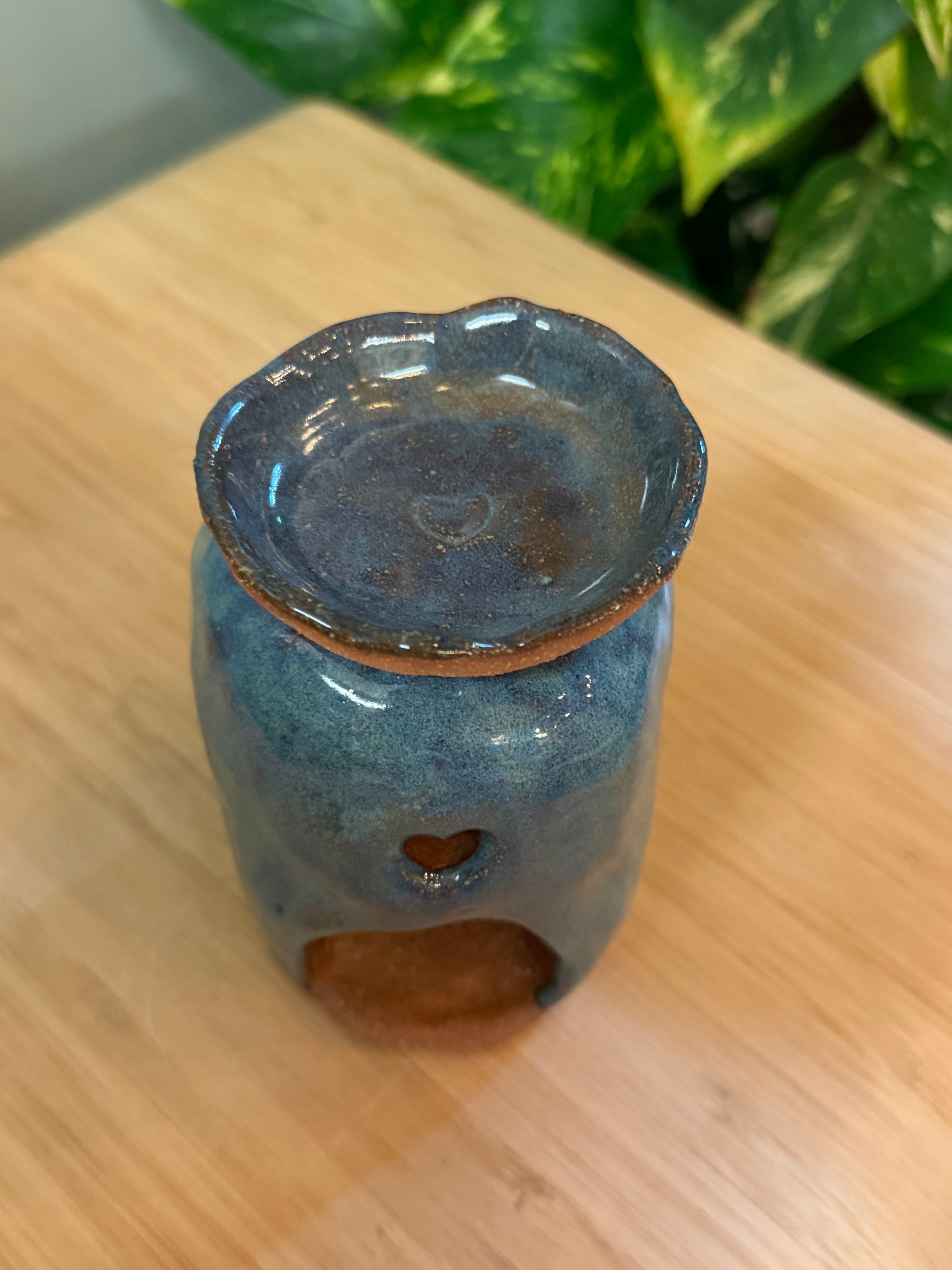 Hand built ceramic oil burner