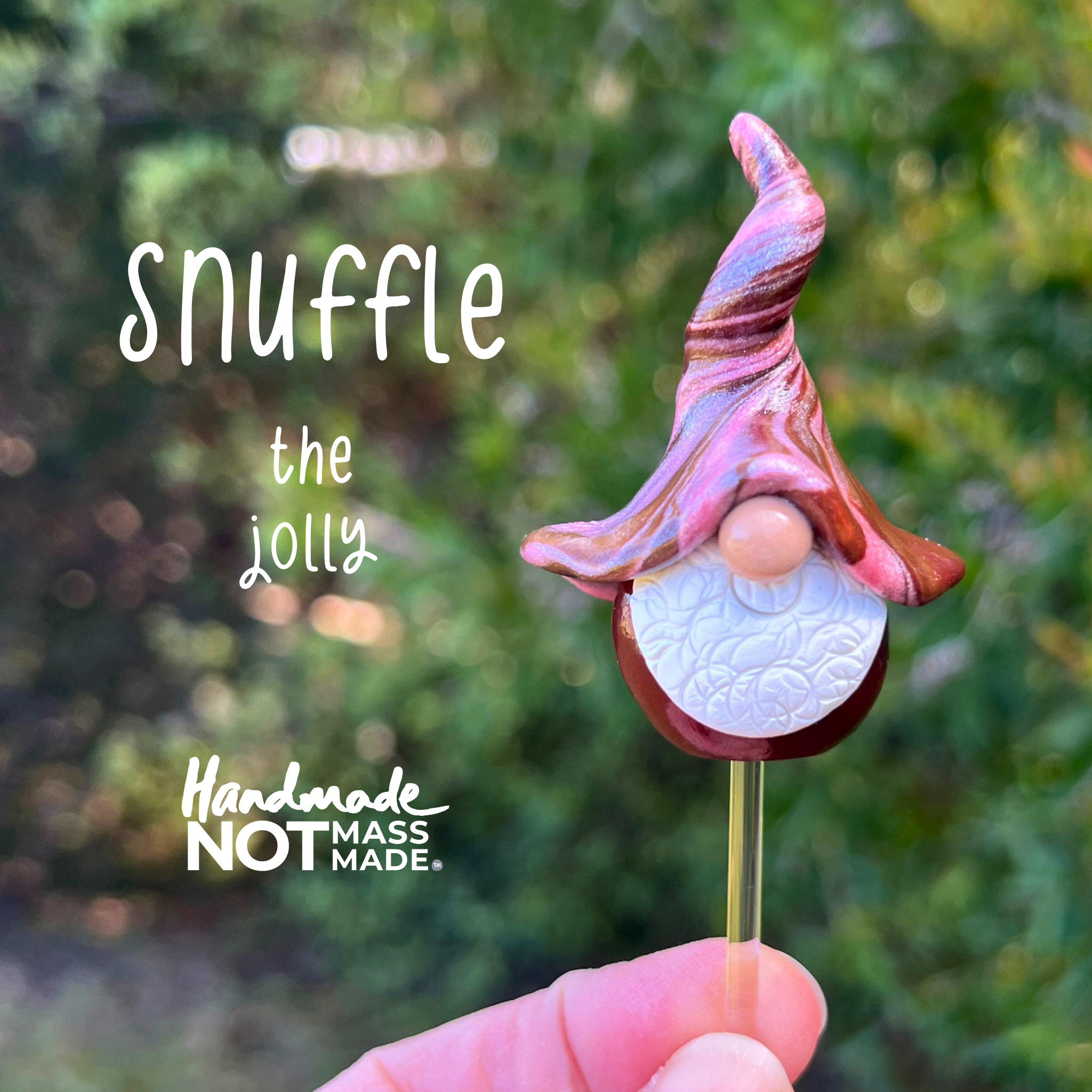 Whimsical polymer clay gnome trio - Wobbin, Snuffle & Stig