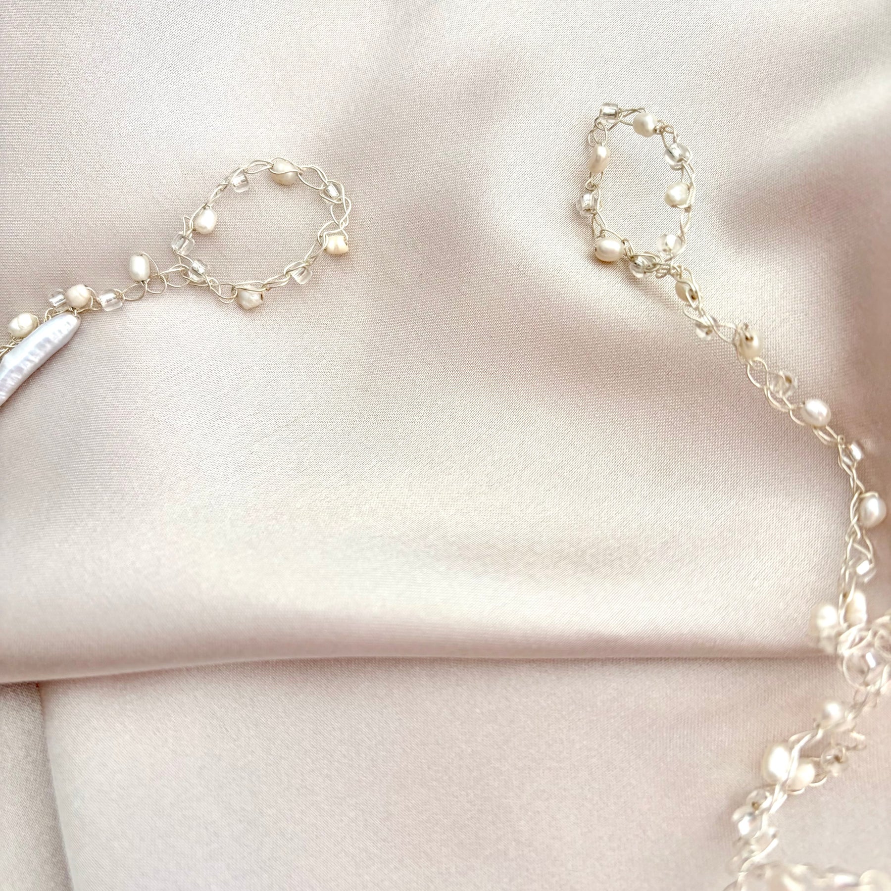 Fluffy Cloud ☁️ Silver plated White pearls Necklace