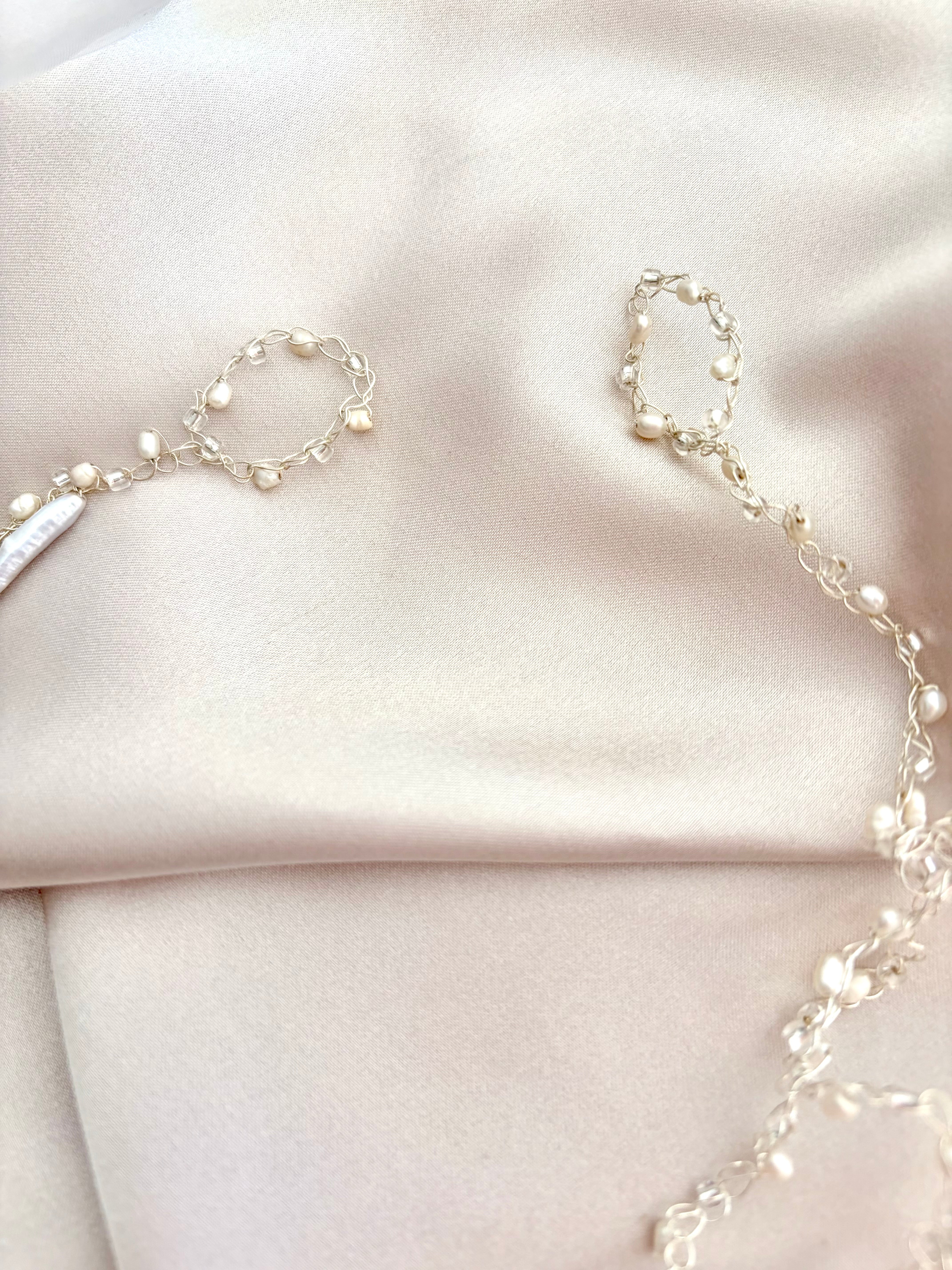 Fluffy Cloud ☁️ Silver plated White pearls Necklace