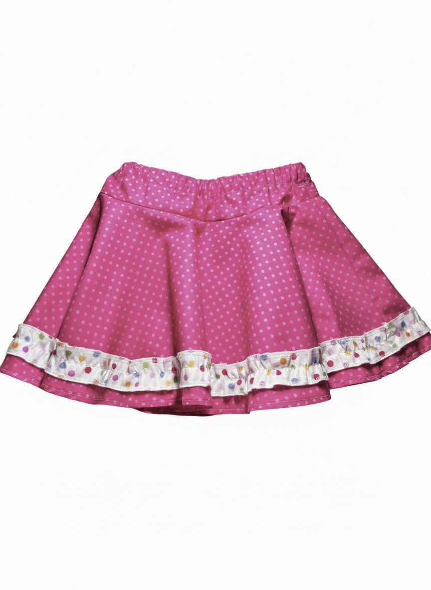 Pink Polka Dot Ruffle Skirt