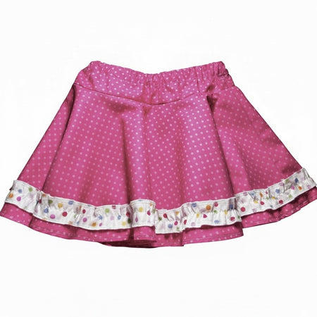 Pink Polka Dot Ruffle Skirt