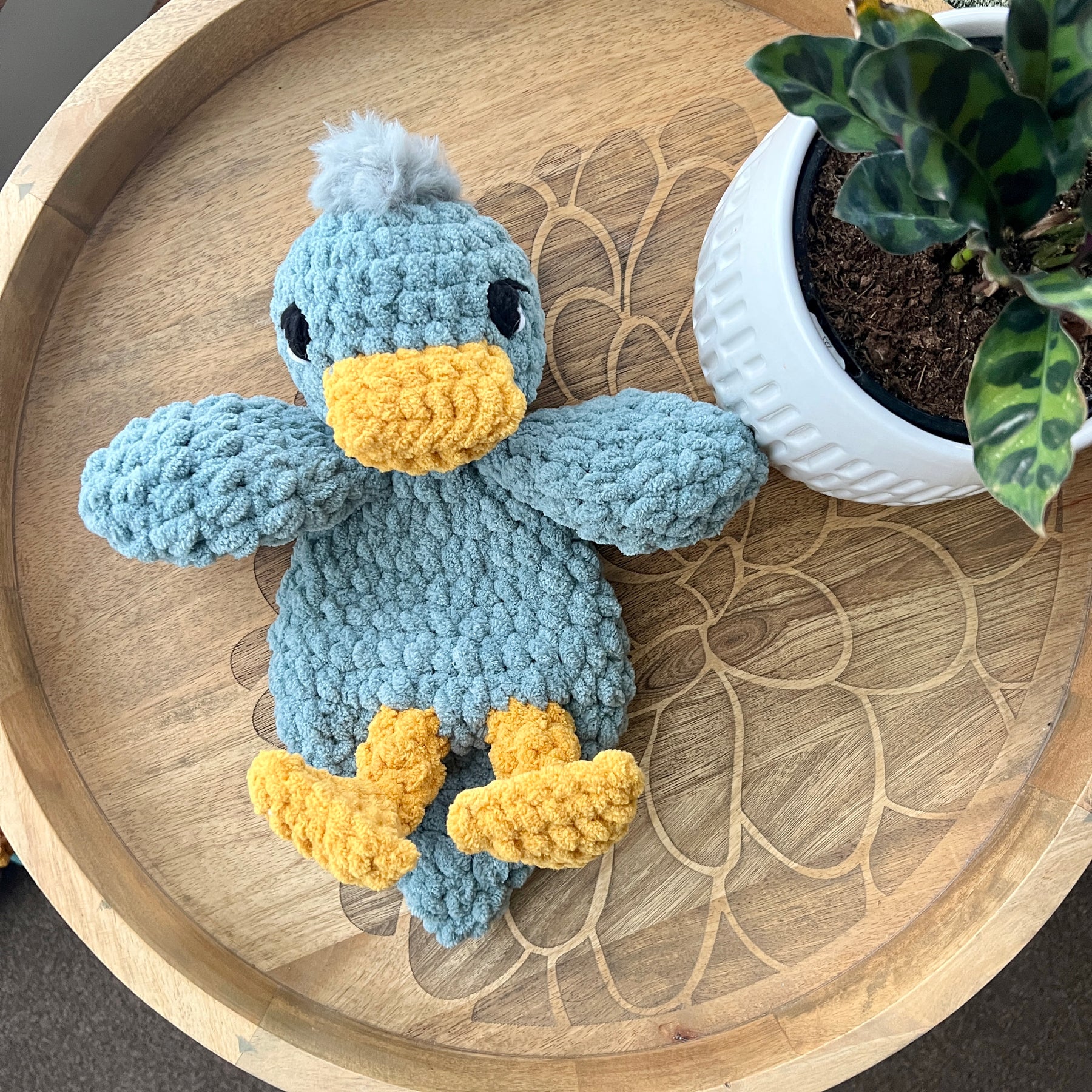 Handmade Modern crochet Della Duck Lovey MADE TO ORDER