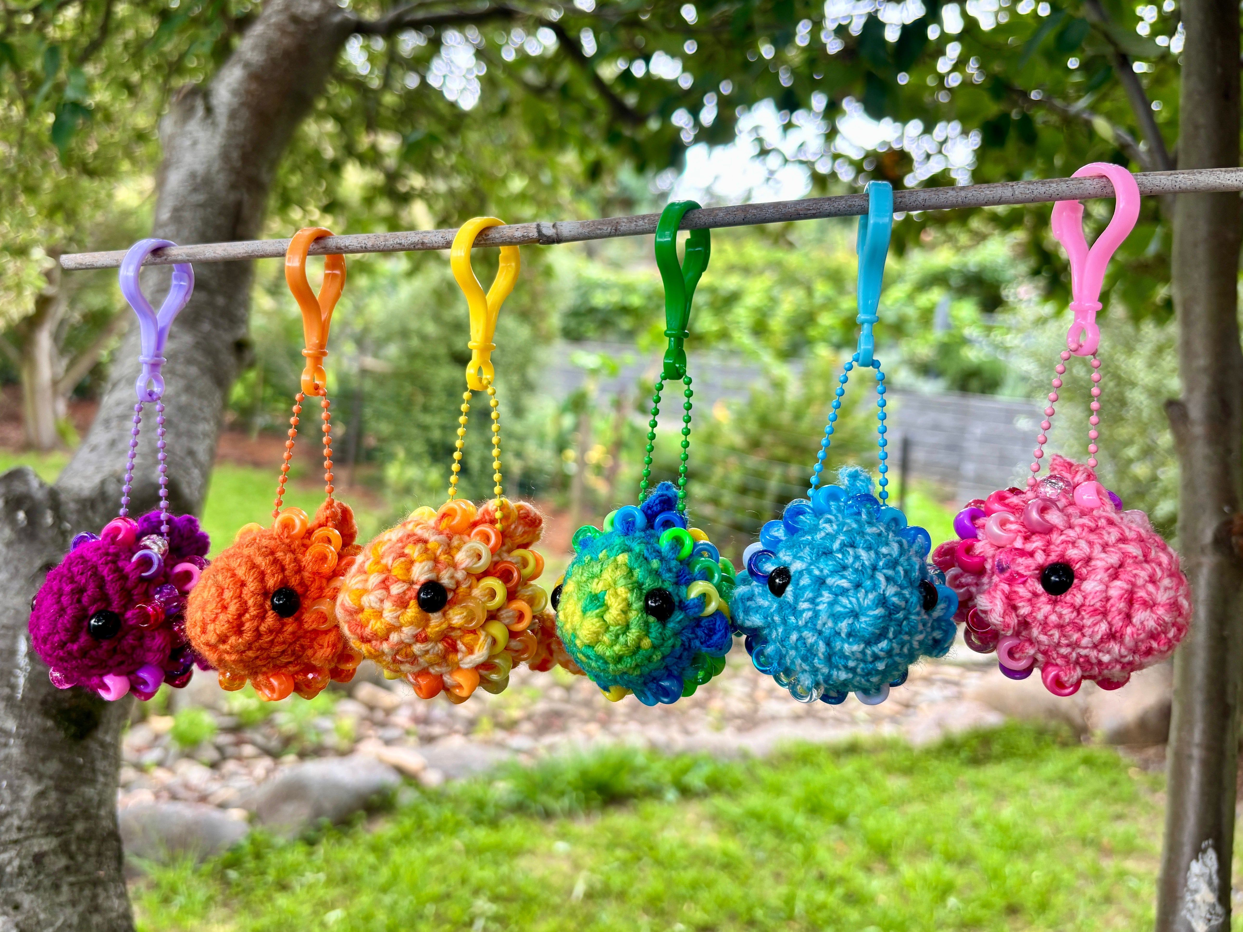 Fish Crochet Beaded Fidget Key Chain Toy Bag Tag