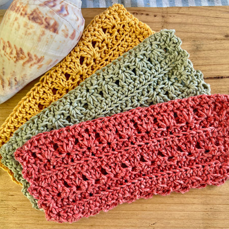 Crochet Washcloths Set of 3 Handmade Cotton Face Cloths  Eco Gift