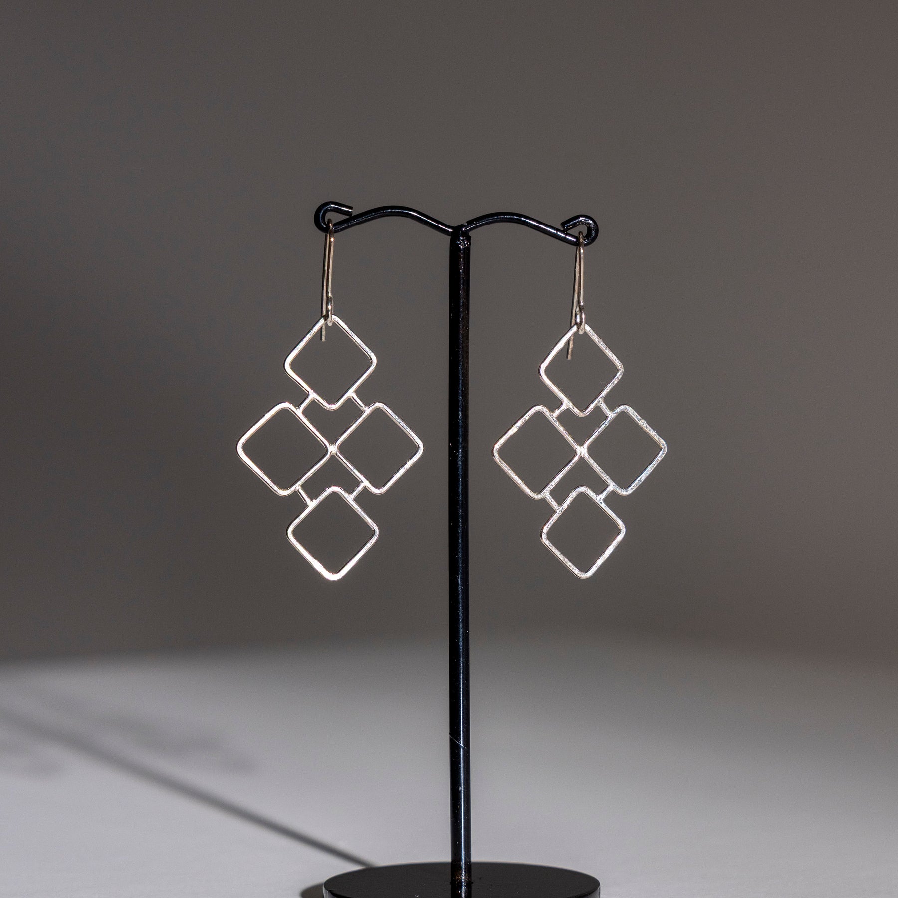 Sterling Silver Mosaic Earrings – Handmade Geometric Drop Earrings