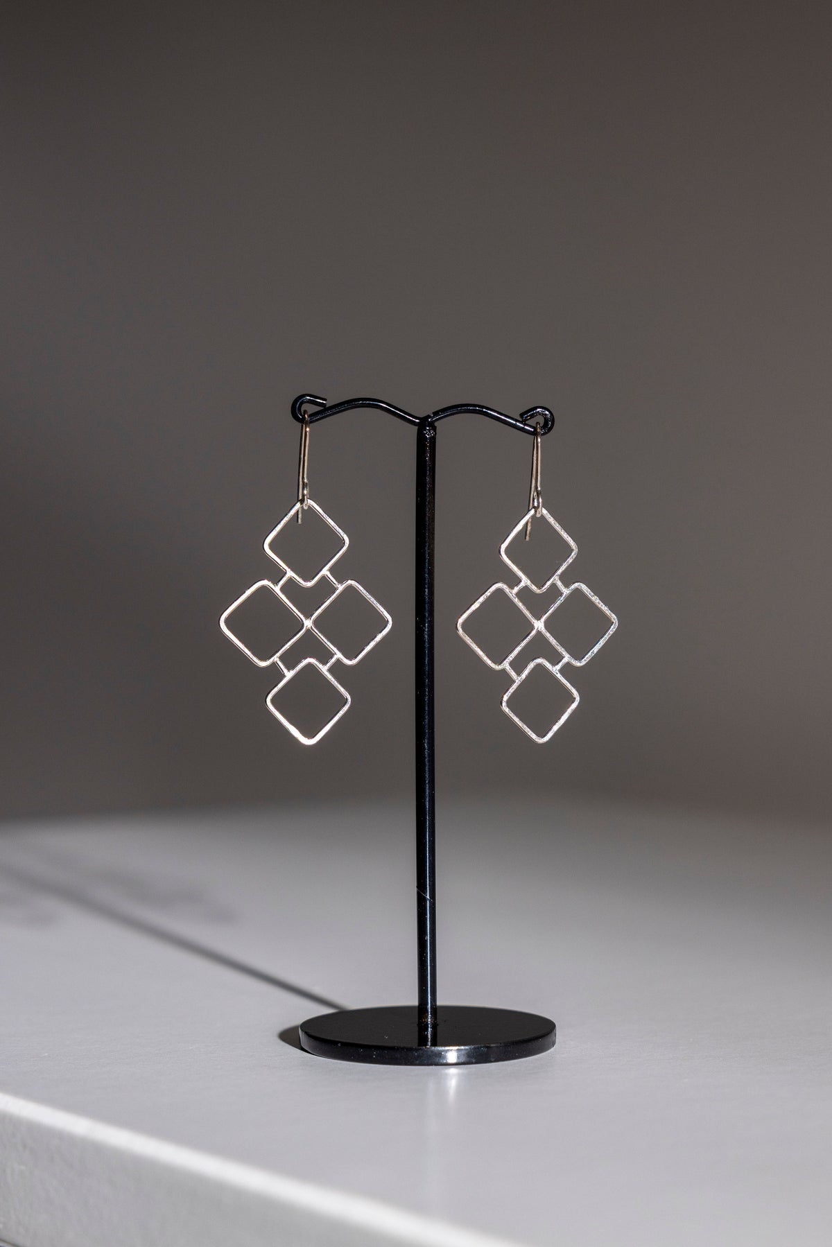 Sterling Silver Mosaic Earrings – Handmade Geometric Drop Earrings
