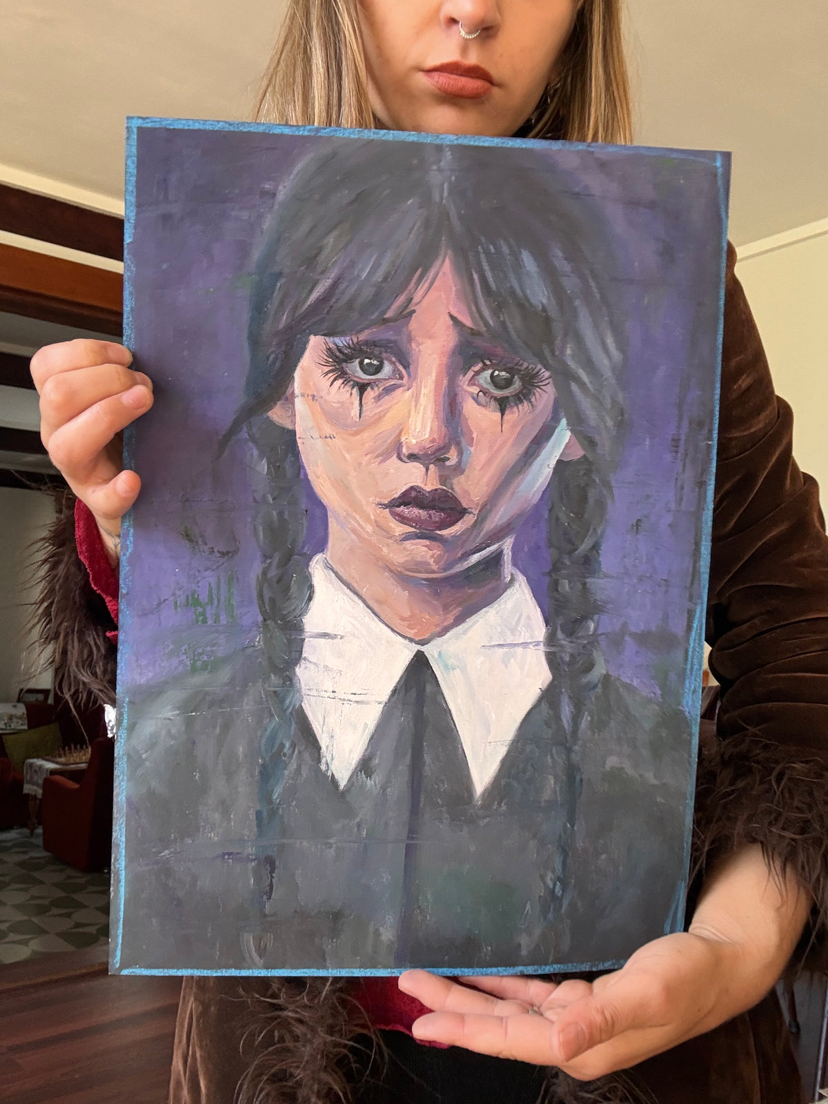 Original Wednesday Addams Oil Painting
