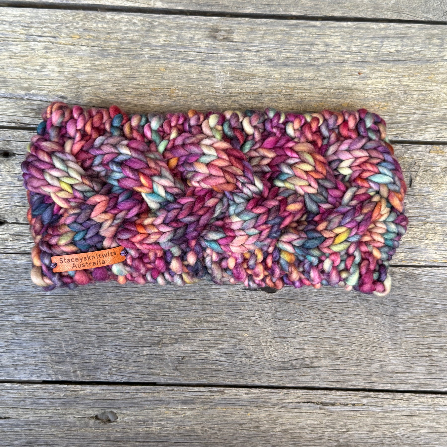 Hand Knitted Headband, Merino Soft Rainbow Headband