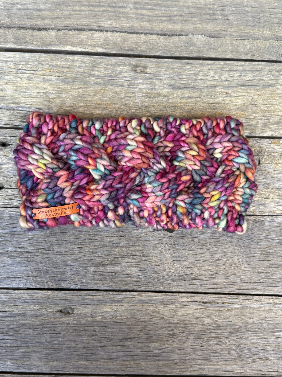 Hand Knitted Headband, Merino Soft Rainbow Headband