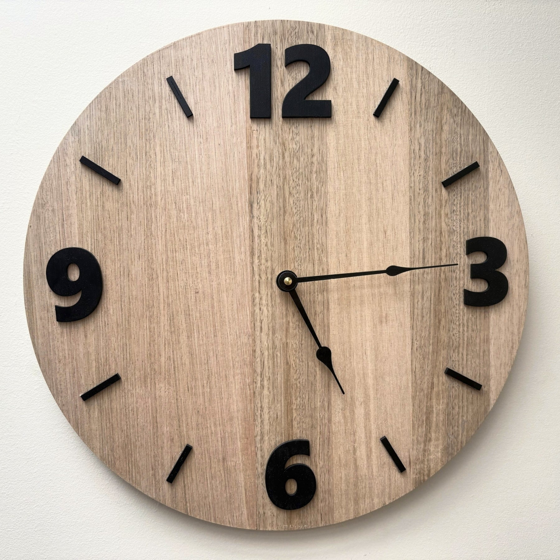 Foundation – Handmade Tasmanian Oak Wall Clock | Bold Black Numerals, Silent Movement | 30cm or 40cm