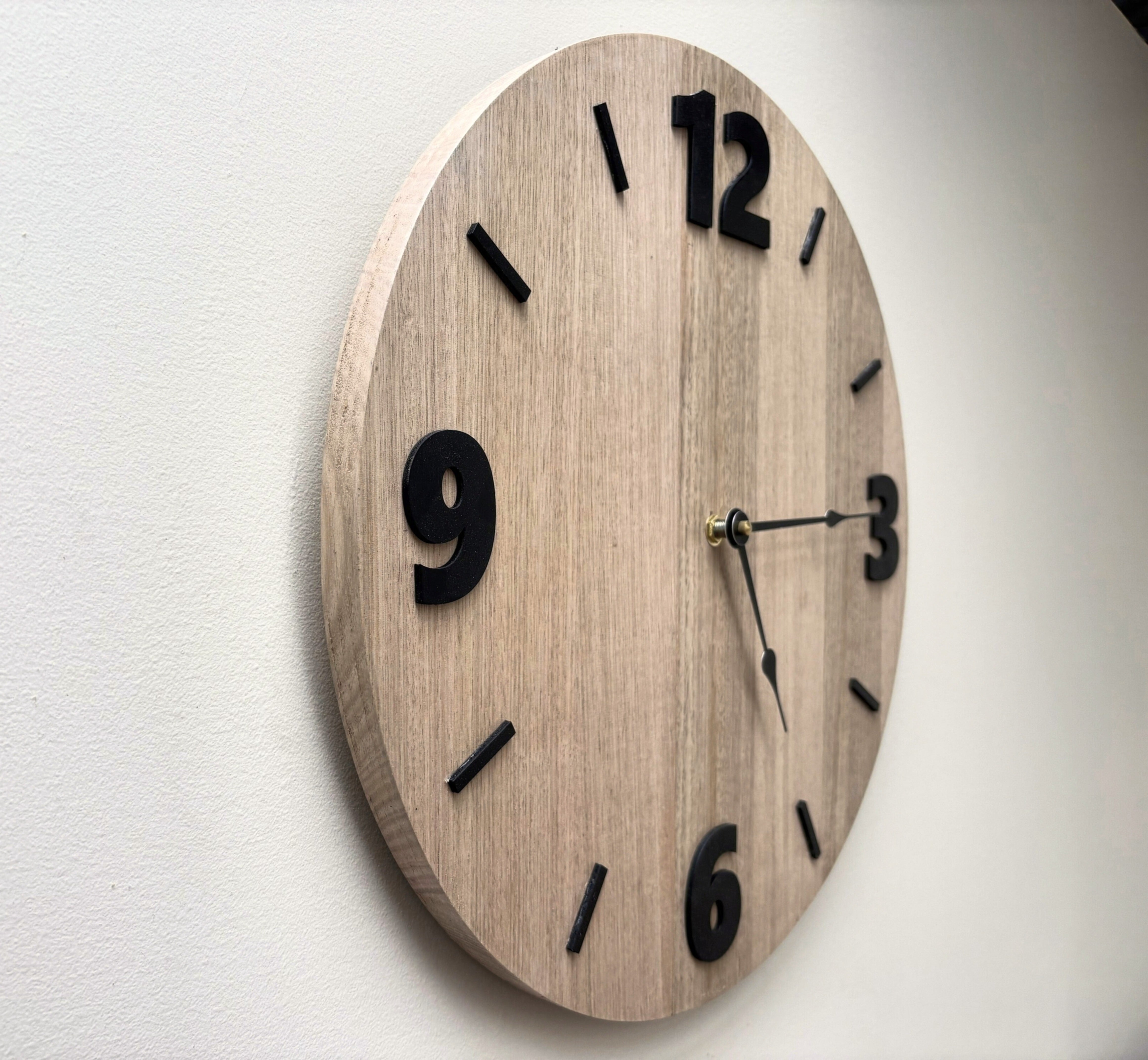Foundation – Handmade Tasmanian Oak Wall Clock | Bold Black Numerals, Silent Movement | 30cm or 40cm