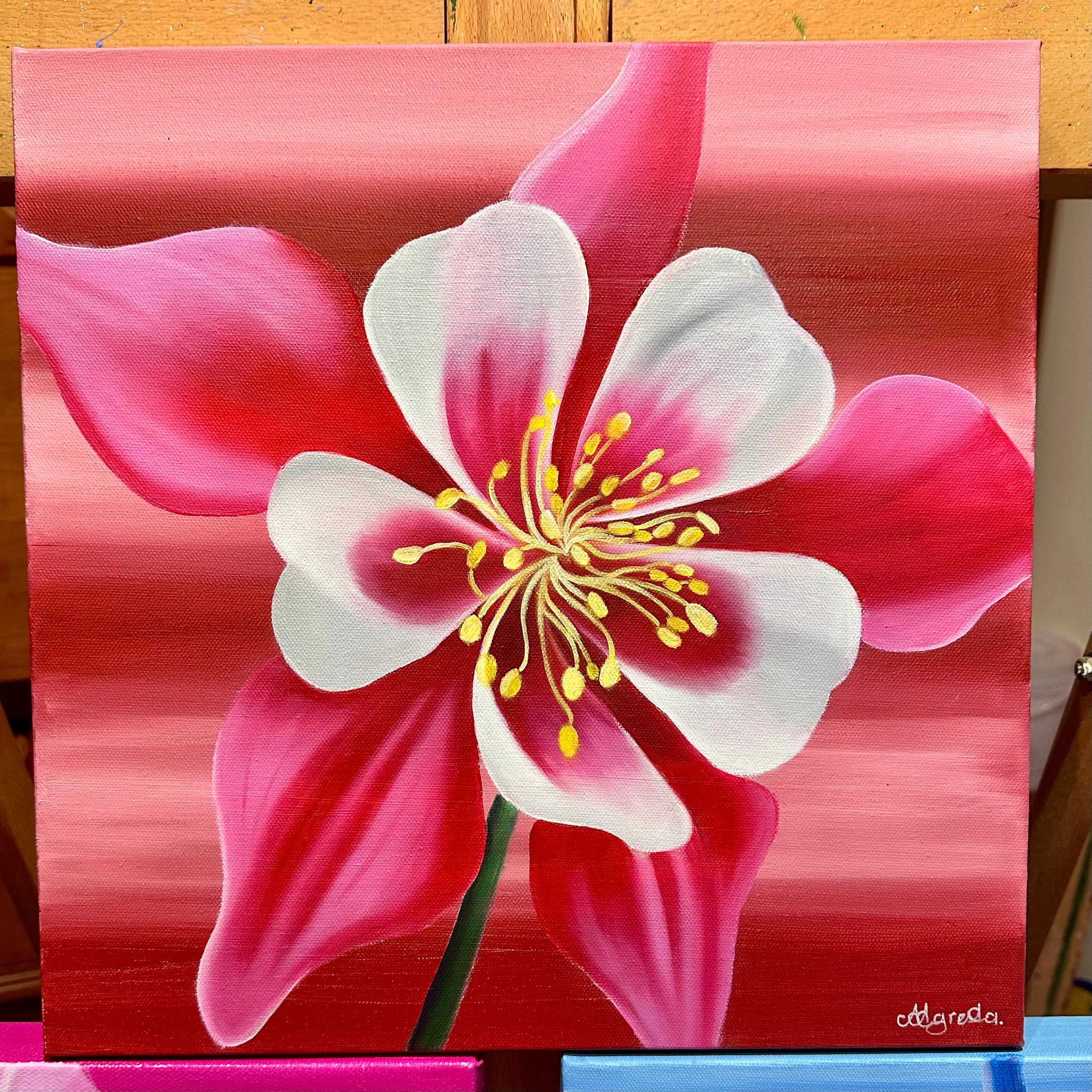 SALE - AQUILEGIA - ORIGINAL OIL PAINTING - HAND PAINTED