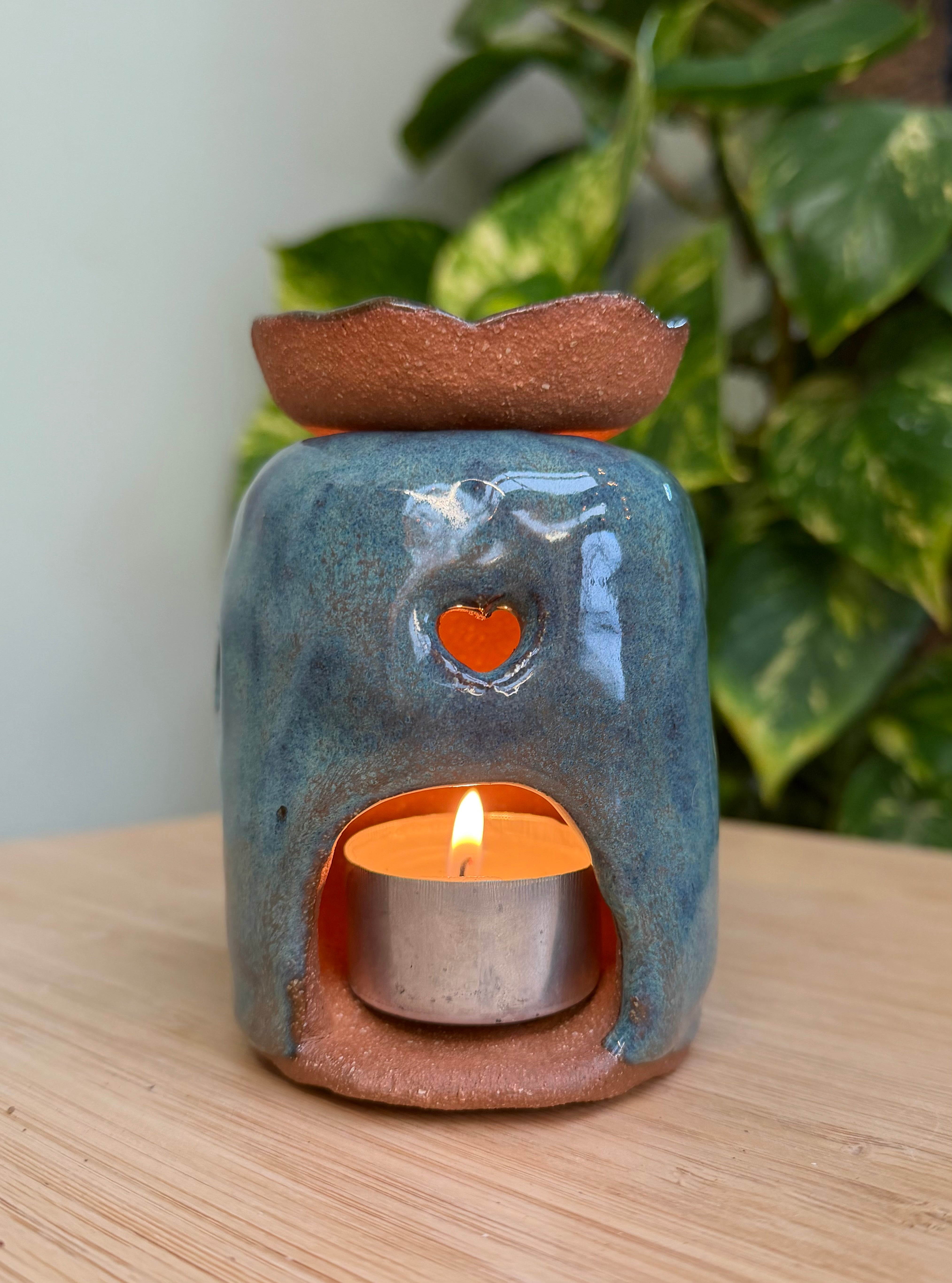 Hand built ceramic oil burner