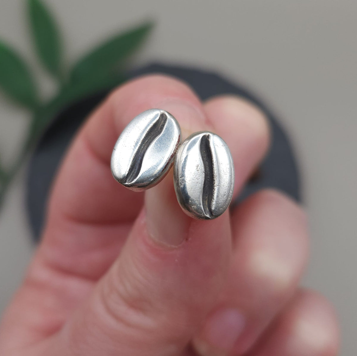 Sterling silver studs - coffee beans / tiny discs