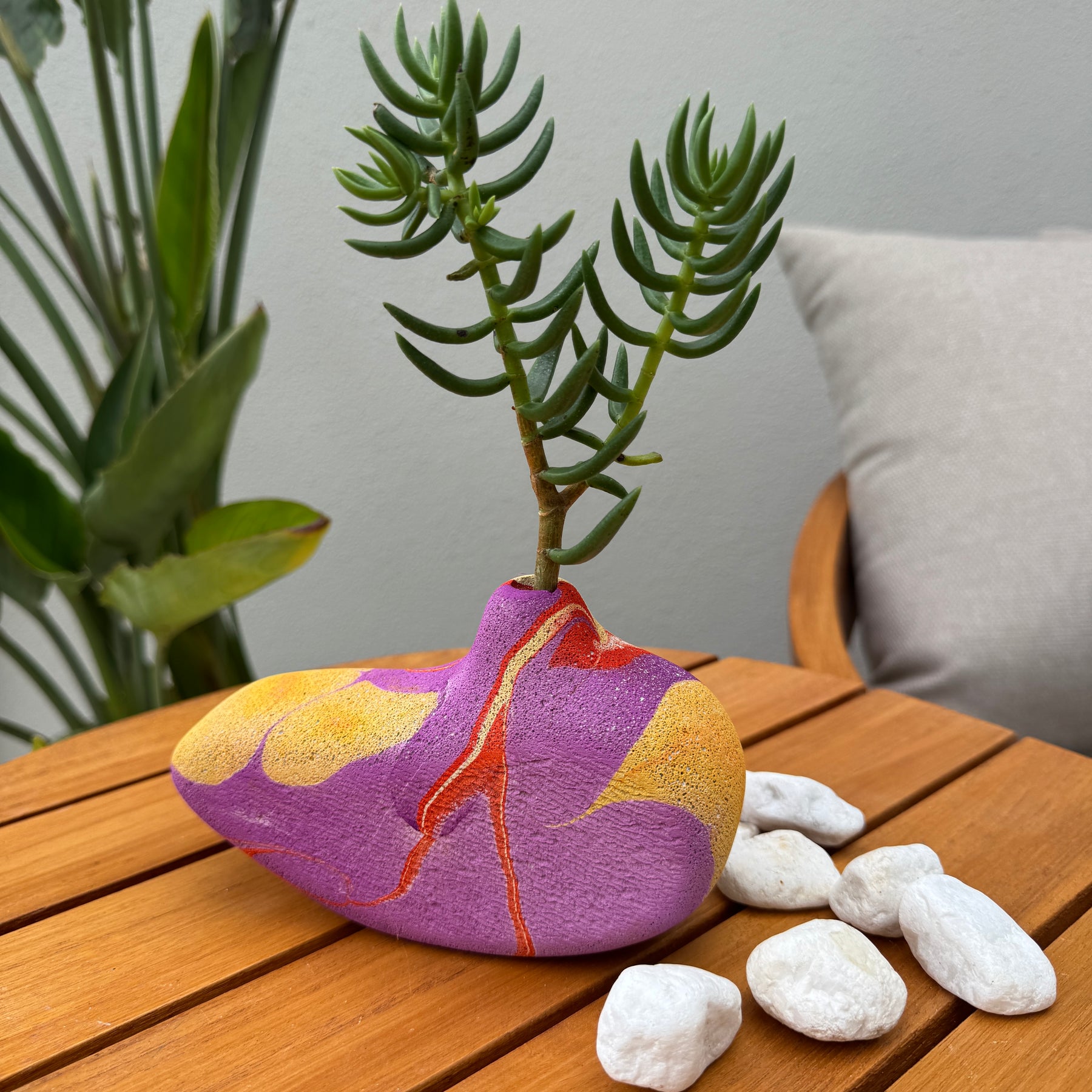 Lava Bird hand sculpted concrete test tube vase