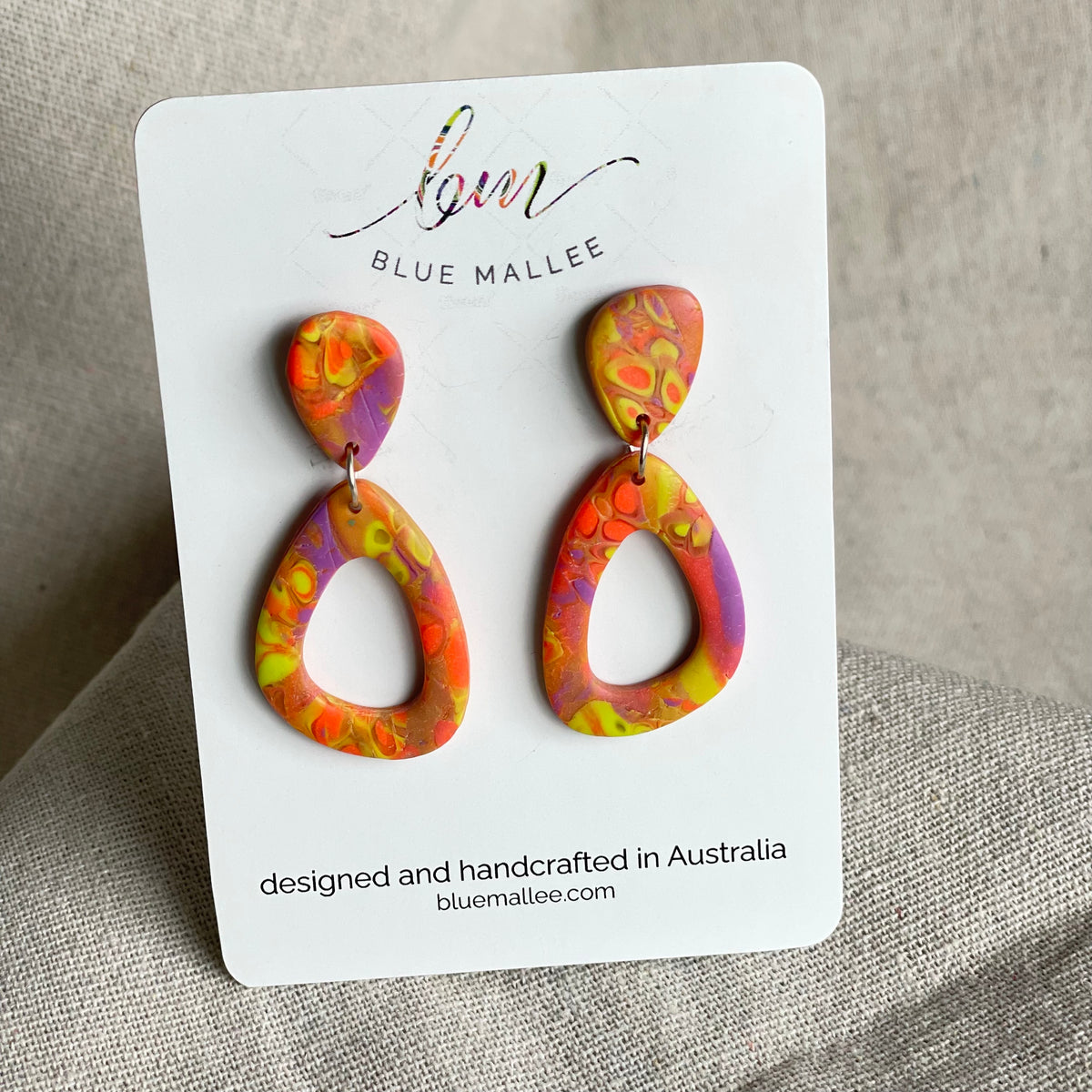 Polymer Clay Double Drop Stud Earrings – Sunset