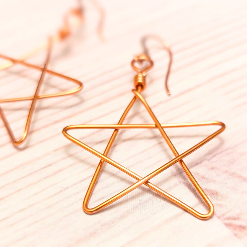 Christmas star earrings - Handmade - Wire art