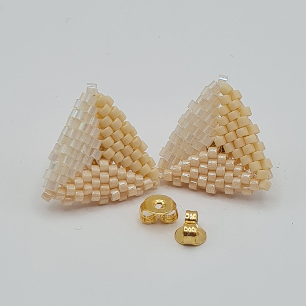 Cream & Ivory Delica Triangle Studs