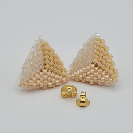 Cream & Ivory Delica Triangle Studs