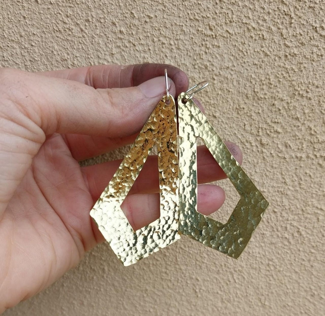 Brass retro earrings large