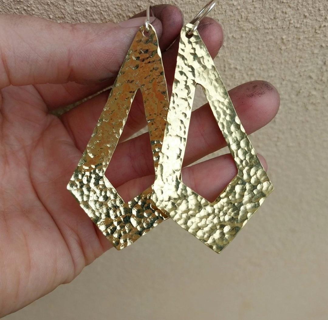 Brass retro earrings large