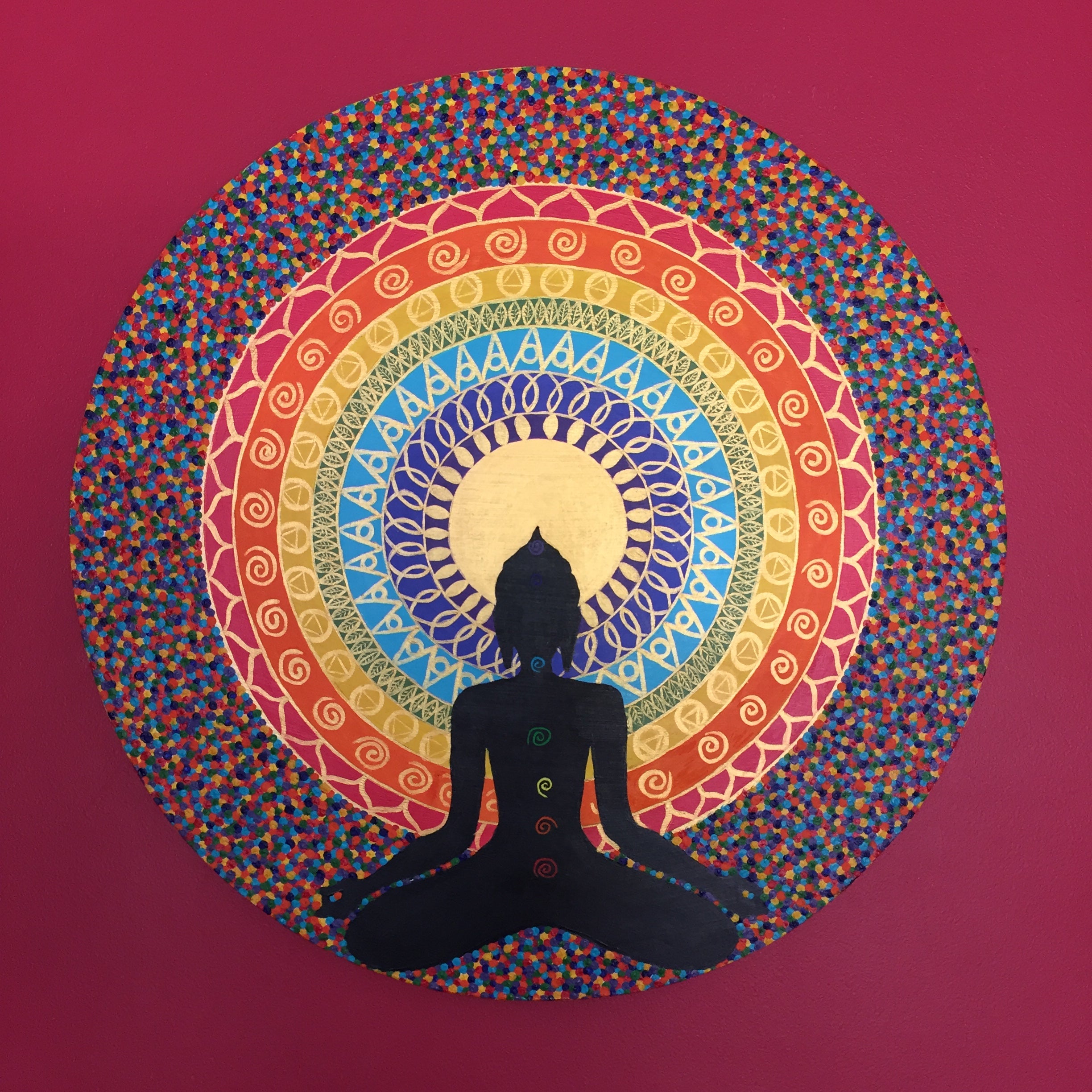 Painting - "Mandala of Abundance" (Acrylic on round board) Original