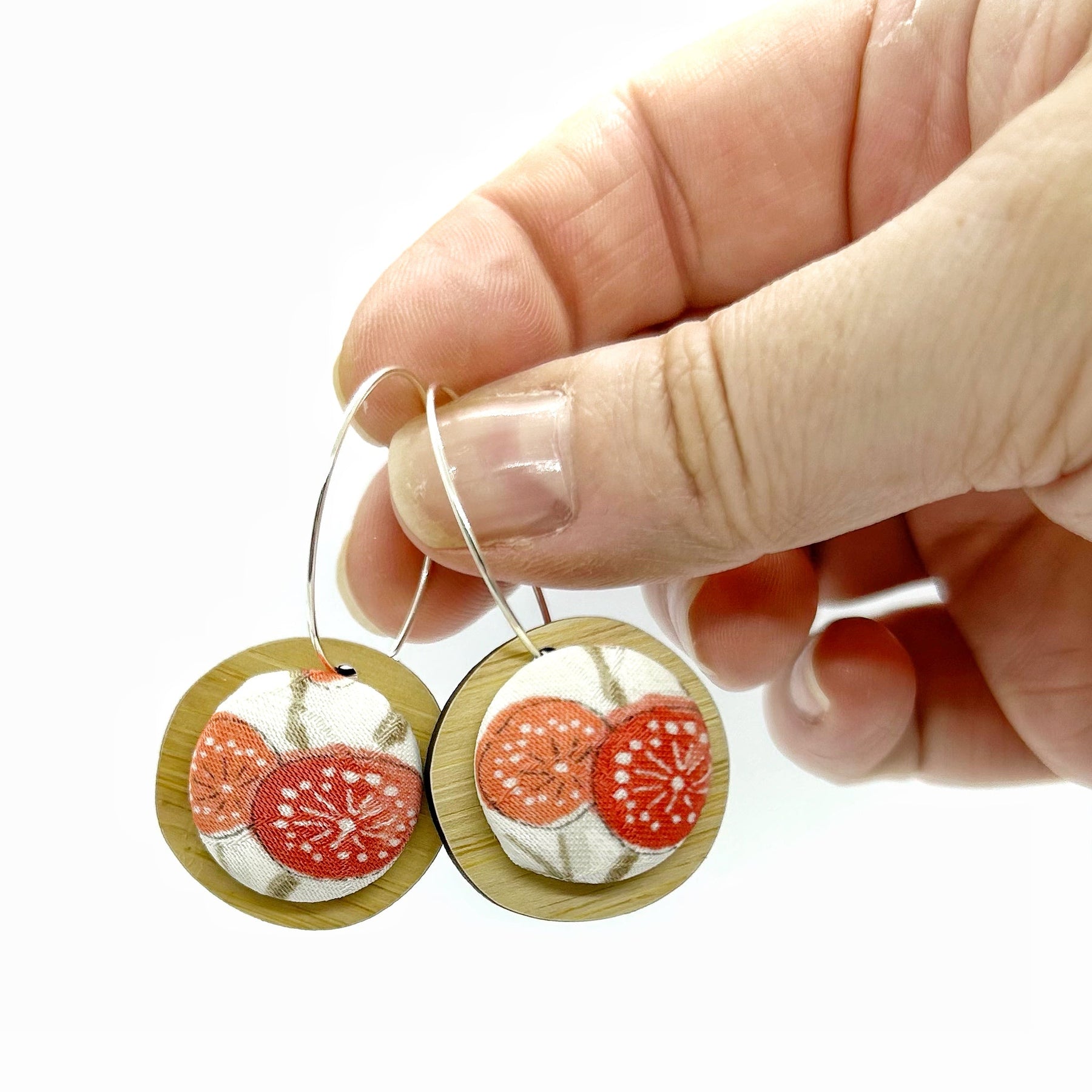 Double Sided Pebble Earrings - Red