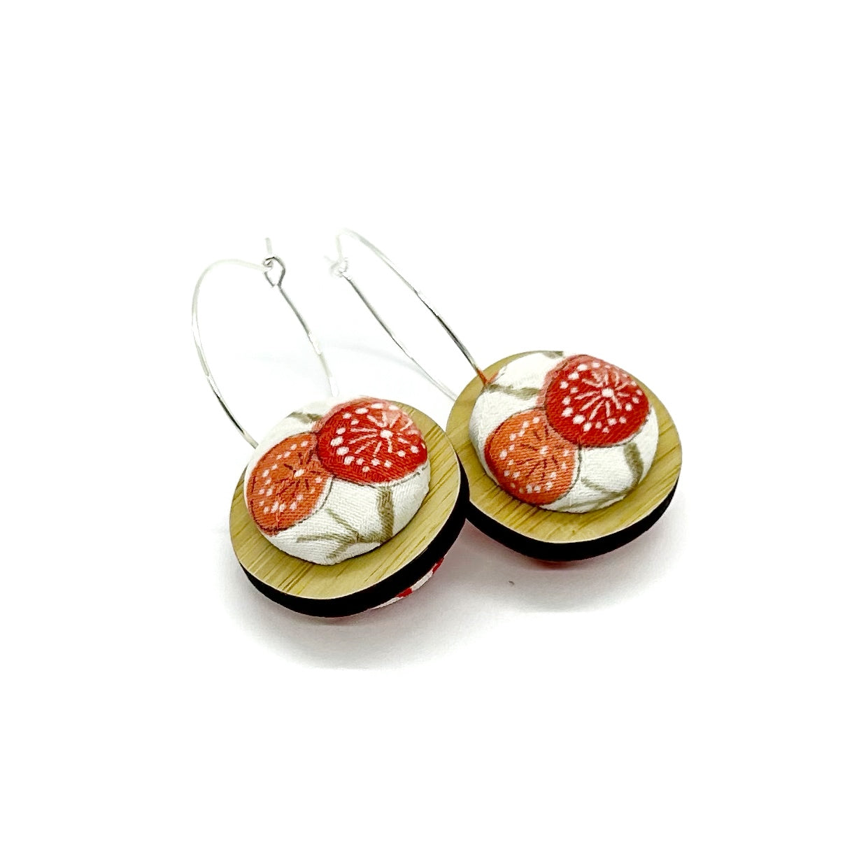 Double Sided Pebble Earrings - Red